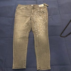Pearl and rhinestone studded jeggings